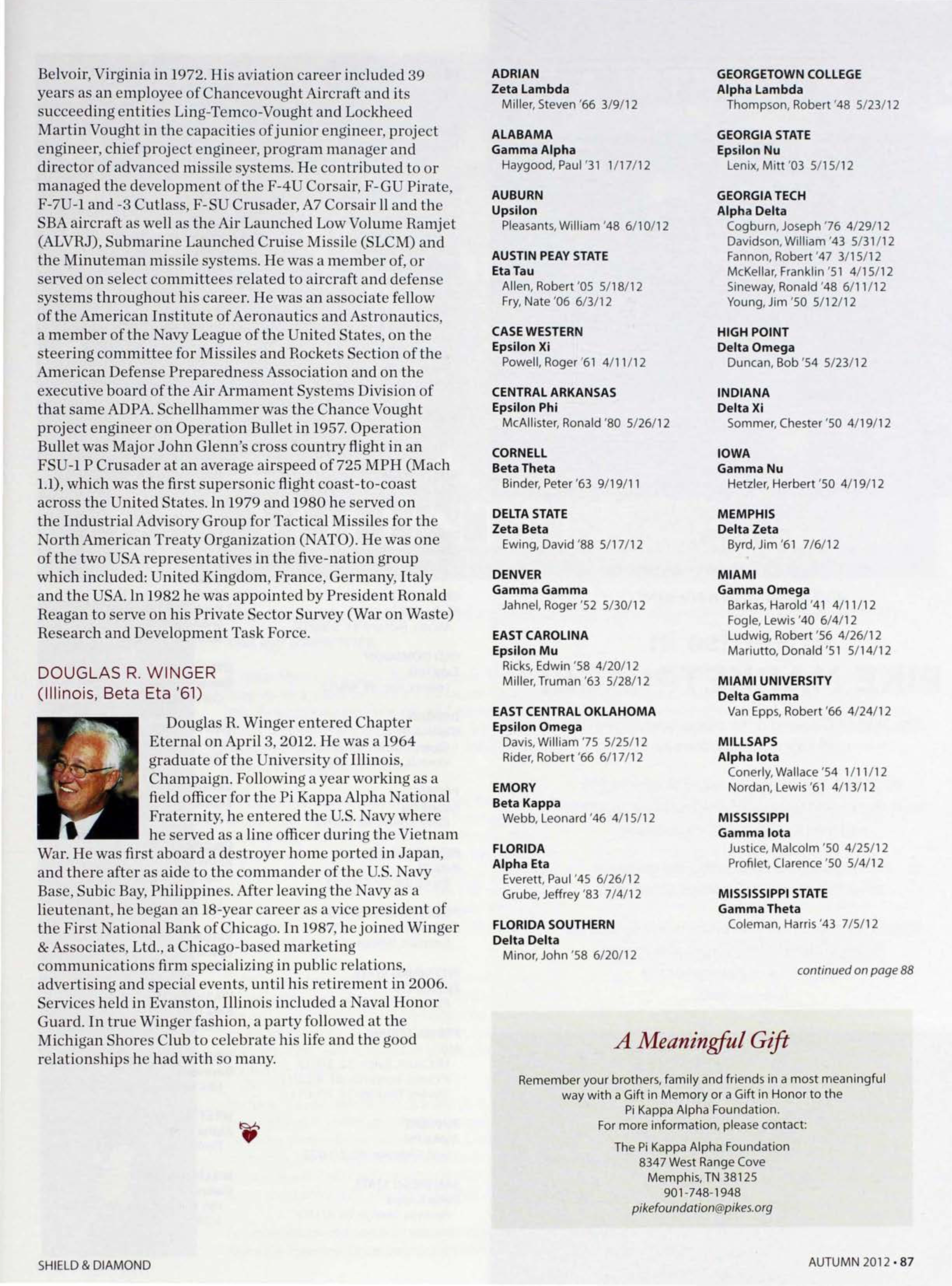 A Meaningful Gift, Autumn 2012